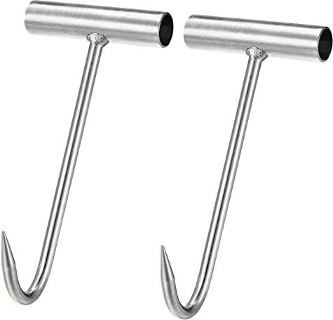 sourcing map 7.5inch T-Handle Meat Boning Hook, Galvanized T Hooks for Kitchen Butcher Shop Restaurant 2Pcs