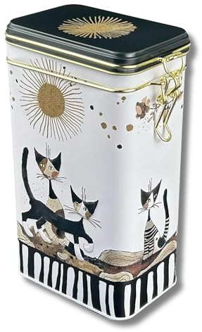 MediMuc Kaffeburk Cats, sepia – förvaringsburk, teburk -FridolinEdition – präglad och omsorgsfullt lackerad – konstnär: Rosina Wachtmeister – mått: (B/H/T) ca. 11 × 19,5 × 7,4 cm vol. ca 1,5 l