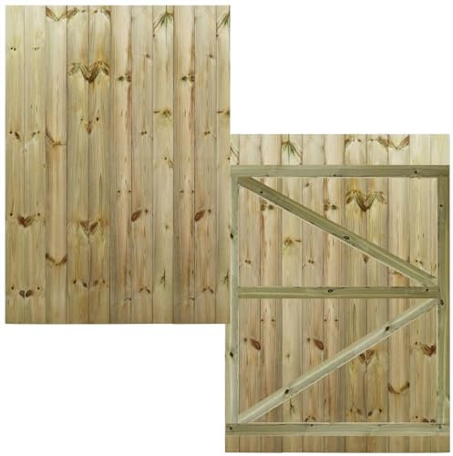 Made to Measure 6ft Wooden Garden Gate, Custom T&G Fully Framed Flat Top Treated Timber Door for Outdoor Pathway Home Access, MAX 180cm High x MAX 120cm Wide