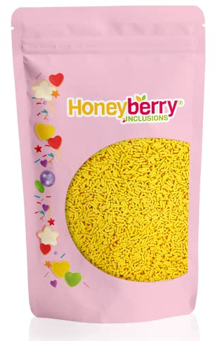 HONEYBERRY INCLUSIONS Yellow Sugar Strands Sprinkles 200g - Premium Edible Decorating Vermicelli Sprinkles for Baking, Cupcake and Cake Decorations, Ice Cream, Dessert and Icing Decoration Toppers