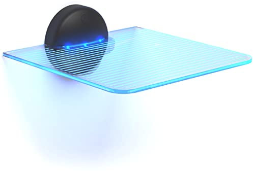 GALVANOX - Repisas Flotantes Iluminadas Inalámbricas, Estante de Pared LED con Luces Integradas, Montadas en la Pared, para Accesorios, Modos de Jugador que Cambian de Color Frío con Control Remoto