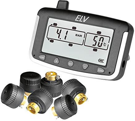 ELV Reifendruckkontrollsystem EK215, für Wohnmobile und Transporter, erweiterbar, mit 6 Sensoren