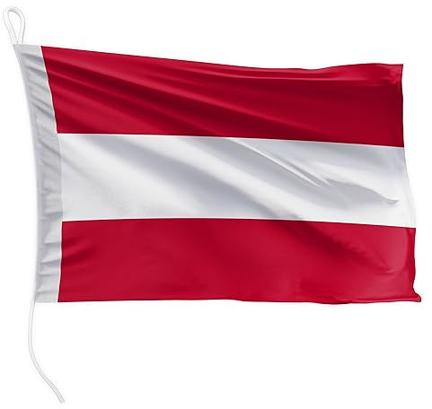 FLAGLY Premium Bootsfahne Österreich 30 x 20 cm - 115g/m² Stoffgewicht - gedruckt, robust mit Strick & Schlaufe, Bootszubehör Motorboot (30 x 20 cm - Österreich)