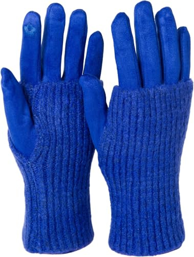styleBREAKER Damen 3-in-1 Touchscreen Stoff Handschuhe Stulpe | Leitfähige Fasern für Smartphones, fingerlose Strick-Manschette einzeln oder kombiniert tragbar, Einheitsgröße 6-8 EU.