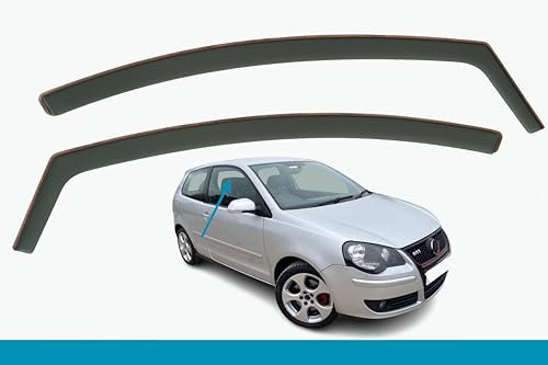 Set mit 2 Windabweisern, kompatibel mit Volkswagen Polo MK4 3-Türer Schrägheck 2002 2003 2004 2005 2006 2007 2008 2009