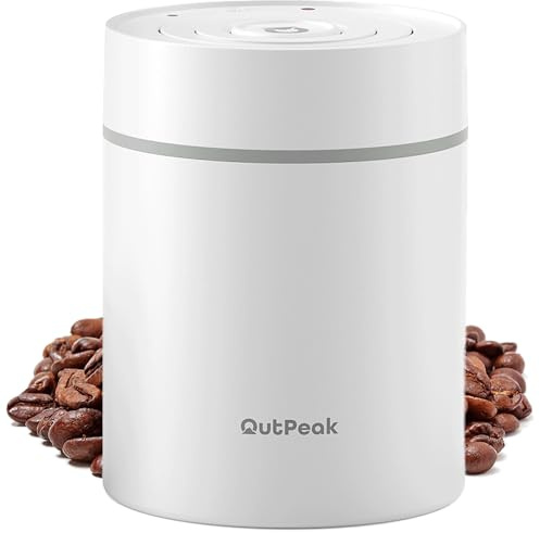 OUTPEAK Neo 2026 Kilo Auto Vacuum Coffee Canister, 1.5L Capacity for 17.6oz of Coffee Beans, One-Button Operation, Stainless Steel Coffee Storage for Home Barista, Gifting (Large, Pearl White)