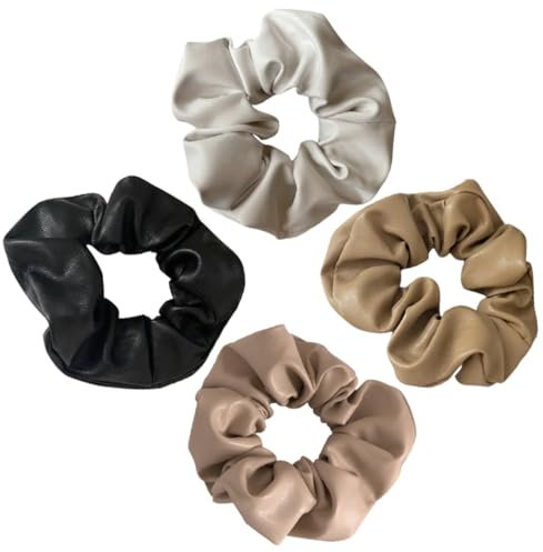 Housoutil Modisches Haargummi-set 4er-pack Pferdeschwanzhalter Aus Pu-leder Haargummis Für Frauen Und Mädchen Bequem Elastisch Für Frisuren