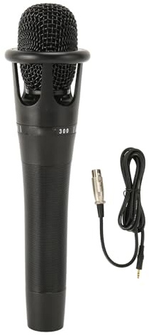 Plyisty Handkondensator-Kabelmikrofon, EIN- und Ausschalter, 3,5-mm-Rauschunterdrückungsmikrofon für Lautsprecher, Karaoke, Verstärker, Mixer, Herzförmiges 3D-Tonabnehmermuster