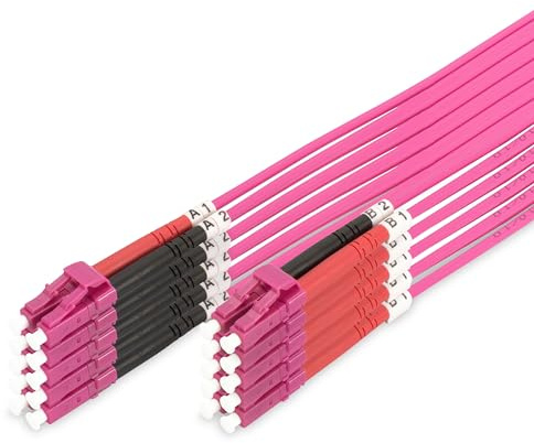 DIGITUS Glasfaserkabel OM4 – 3 m – 5 Stück – LC zu LC – Duplex LWL Kabel