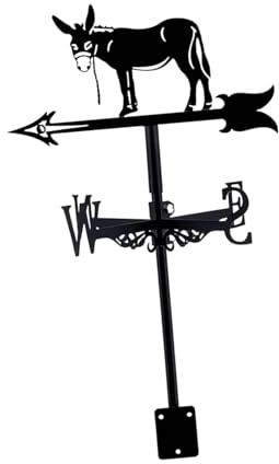 perfk Wetterfahne mit Eselmotiv, Metall, Wetterfahne, Eisendach-Dekor, Esel-Ornament, Windrichtungsanzeiger für Hof, Zaun, Cottage