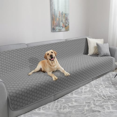 TAIKURA wasserdichte Hundedecke, Hundematte rutschfeste Hundedecken Robuste Katzendecke Wiederverwendbare, kann als Schutz für Sofa, Bett, Autositz, Waschmaschine waschbar(172 x 208cm, Dunkelgrau)