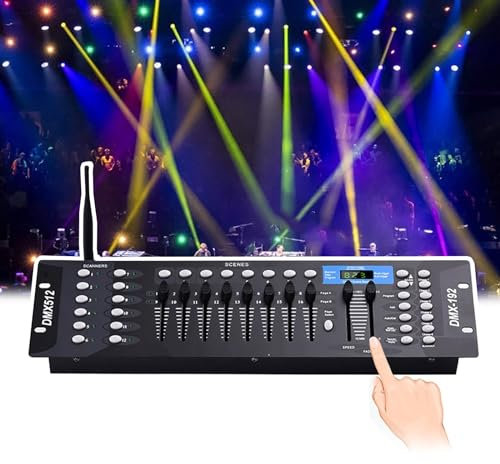 SNBGRYE Controller DMX 512, Controller di Illuminazione DMX Professionale, 192 Canali, 240 Scene, Display Digitale A LED, Illuminazione Scenica della Console di Regolazione Dj