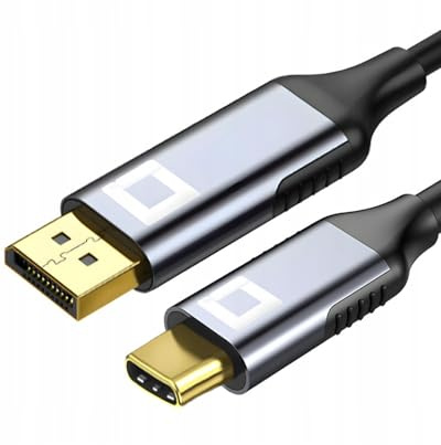 Co2 USB-C a DisplayPort DP 8K/60Hz, 4K/120Hz, Full HD, Plug & Play, HDR dinámico, Adaptador unidireccional, Aluminio gris espacial, MHL, Compatible con iPhone, MacBook, iPad Pro, Samsung (2m).