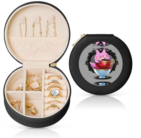Wicked Fantasy Teacups Jewelry Box Travel Jewelry Organiz Er Storage,For Women Necklace Earring Rings Accessories Storage (Black Round)