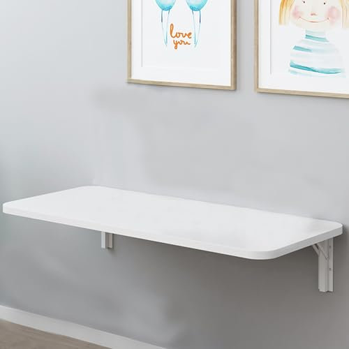 Wandklapptisch,Wandtisch Klappbar,Wand Wandtisch Klappbar,Wandmontierter Tisch,Klapptisch Wandtisch,Platzsparender Schwimmender Schreibtisch,Küchentisch,Laptoptisch Esstisch(White,60x24cm/23.6x9.4in)