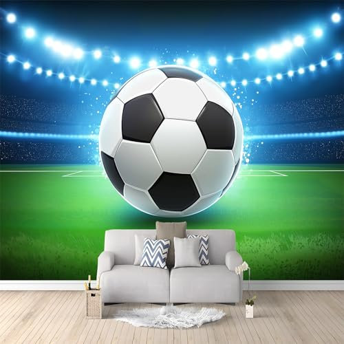 Wallpaper Sports Screen Football Non-Woven Wall Mural, Decoration Poster Picture Design Modern Mural 200 x 140 cm for livingroom Kids Bedroom Green
