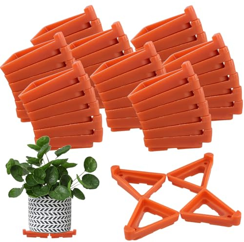 UNGFEI 60 piedini triangolari per vasi di fiori, in plastica | Per interni ed esterni, 7 x 5,5 x 2,2 cm, marrone