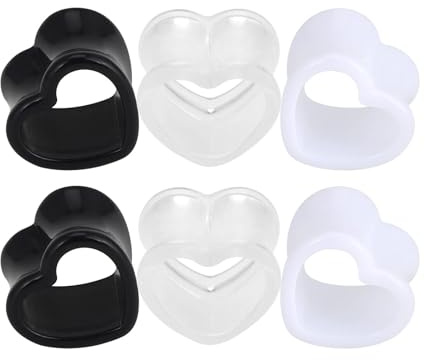 Longbeauty 8mm-22mm Acryl Tunnel Herz Ohrtunnel 6er Set Flesh Tunnel Plugs 3-Farben Schwarz Rot Weiß Fleshtunnels Expander Ohrschmuck Fashion Körperschmuck
