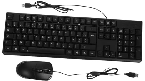 CAXUSD Keyboard and Mouse Set Wired USB Keyboard Mouse Combo with Built-in Number Pad Abs Black for Office Computer Use