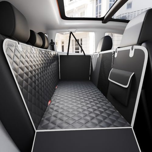 Loutep Dog Car Seat Cover Back Seats Cars Hammock Rear Pet Protector Covers Backseat Accessories Scratchproof & Waterproof Car Seat Cover for Dogs Suitable for Cars Trucks SUV 135 X 149Cm Black&White