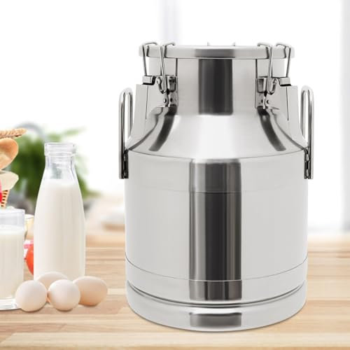 10L Milchkanne 201 Edelstahl-Milchkännchen mit Deckel Versiegelter Eimer Milchkanne 2.64 Gallon Transportkanne Milchkrug für Frühstücksrestaurant, Speisesaal, Haus