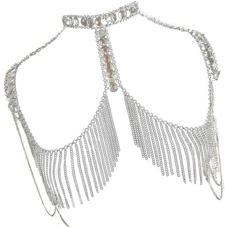Trendige, stilvolle Strass-Schulter-Halskette, mehrstufige Körperkette, Schmuck-Accessoire für modische Frauen und Damen