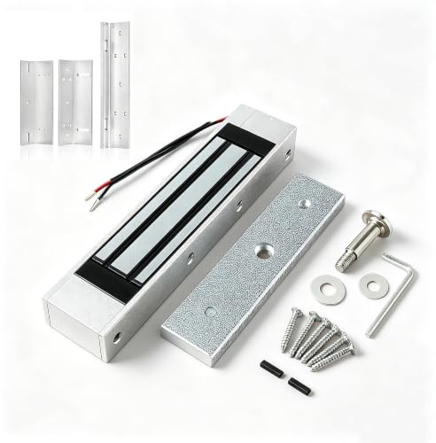 XYBkey Serratura magnetica elettrica da 158,8 kg, serratura magnetica elettromagnetica da 180 kg con staffe di tipo Z e L, per controllo accessi singolo doo r DC12V tipo NC fail-safe, magnetico do o