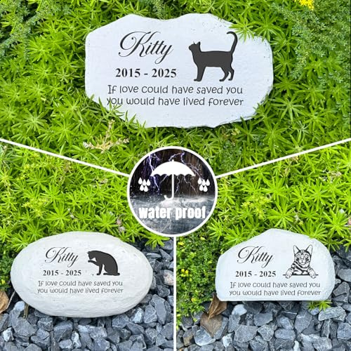 Haustier-Verlust-Geschenke, Gedenkgeschenk für Katzen, personalisierbar, Gedenkstein für den Verlust des Hundes, Grabsteine für Haustiere, Gartenfriedhof-Dekoration, Grabmarkierung (Katze)