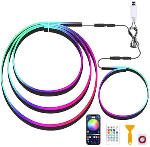 Ambientebeleuchtung Auto, 2 In 1 LED Innenbeleuchtung 110cm+35cm, 168LEDs RGB LED mit 220 Dynamischen Modi, USB Ambiente Beleuchtung für Auto Unterstützt die Bluetooth-Steuerung