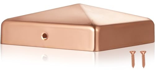 Tandefio 1 Stück 15,2 x 15,2 cm (tatsächlich 14,9 x 14,9 cm) massive Kupfer-Pfostenkappen mit Schraube für Metall, Holz, Zedernholz, Zaun, Deck, Korridore, Briefkasten, Pfosten, Endabdeckung