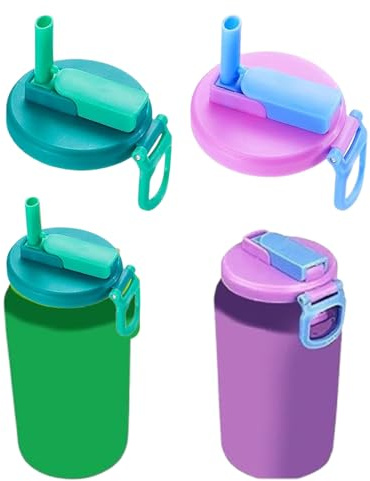 Can Covers With Straws, 2 Pcs Soda Can Lids With Straw, Reusable Can Straw Lid, Spill-Proof Drink Covers, Multi-Functional Can Lids For Cans, Beer, Tins (Blue, Purple)