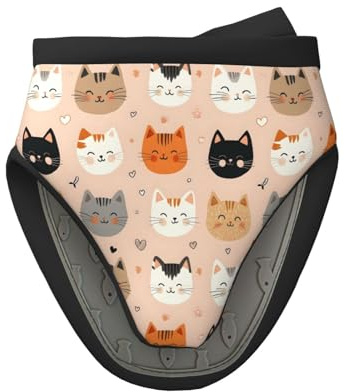 Mini gants de cuisine en silicone, motif chat mignon imprimé coloré, gants de cuisine et de pâtisserie résistants à la chaleur