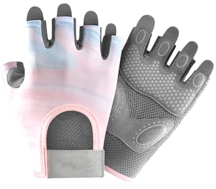 LCpddajlspig Guanti Ferrata,Guanti Palestra senza Dita per Uomo e Donna in Gel Antiscivolo Antiurto con Touchscreen Traspirante per Bicicletta Motocross Arrampicata Montagna Corsa Sport Rosa Chiaro M