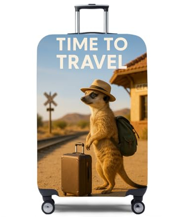 Morbuy 3D Elastisch Reise Kofferhülle 18-32 Zoll, Kofferschutzhülle Koffer Schutzhülle mit Reißverschluss Luggage Cover Waschbar Gepäck Cover mit Kofferschutz-Bezug (Erdmännchen,L)