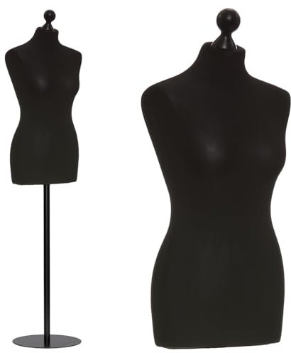 DummyDoll Schneiderpuppe weiblich Größe 36/38, Überzug schwarz, Fuß Metallteller + Knauf schwarz