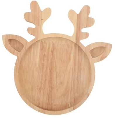 Amosfun Plateau de Service Noël Motif Renne Plateau Apéritif Naturel Décoratif pour et Repas Festifs
