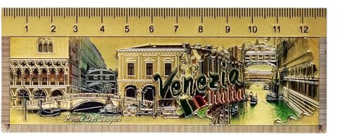KUSTOM ART Kühlschrankmagnet Italien Venedig Seufzerbrücke Magnet in Linealform aus Metall Souvenir Sammlerstück 13 x 5 cm