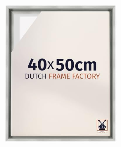 Dutch Frame Factory - Schattenfugenrahmen 40x50 cm Silber Matt - MDF | Schattenfugenrahmen für Leinwände, Geeignet für Leinwände bis 2 cm Dicke, Ohne Rückwand und Glas, Made in Holland