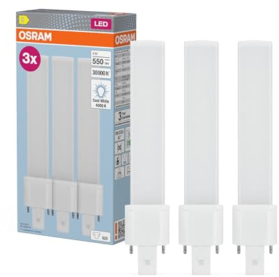 OSRAM Lámpara Compacta DULUX S9 LED, 4W, 550lm, 4000K blanco frío, Zócalo G23, 230V AC/CCG, CRI 80, Diámetro 32.3mm