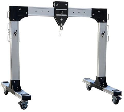 Portable Aluminum Gantry Crane, Mobile Workshop Hoist, 551-4409 Lbs Lifting Capacity, Ideal for Narrow Spaces & Rough Terrain.(Medium,2000kg(4409 lb))