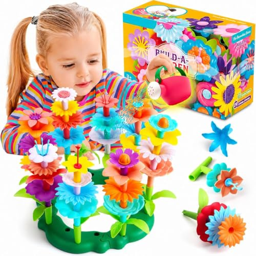 FunzBo Blomsterpyssel set för barn 2-8 år – 46 delar, säkert material, kreativt DIY trädgårdsleksak, födelsedagspresent & högtidspresent för flickor och pojkar