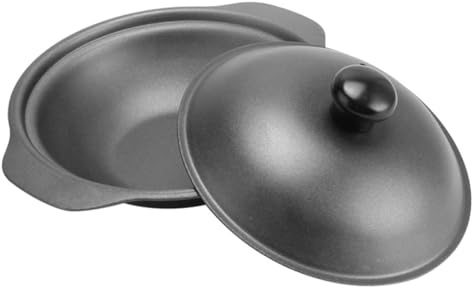 JECOMPRIS Olla de Barro Fundido de 22 Cm Tapa de Hierro, Cazuela para Arroz Pollo Guisado Amarillo, Utensilio para Cocinar en Hogar y Restaurantes, Recipiente Resistente y Tradicional