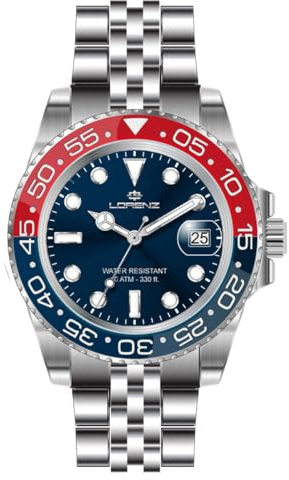 Lorenz Sport 26122RR - Orologio da uomo al quarzo - Orologio in acciaio inossidabile sub 100 metri