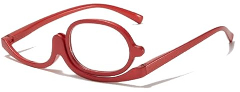 Genérico Gafas de Lectura Lupa Flip Down Cosméticos Lectores para Mujeres, Gafas de Presbicia Maquillaje con Lente Reversible, Gafas Giratorias para hacer o leer, leer(Rojo,3.0x)