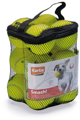Karlie 45634 Spielzeugtrommel mit 12 Tennisbällen ø: 6 cm gelb