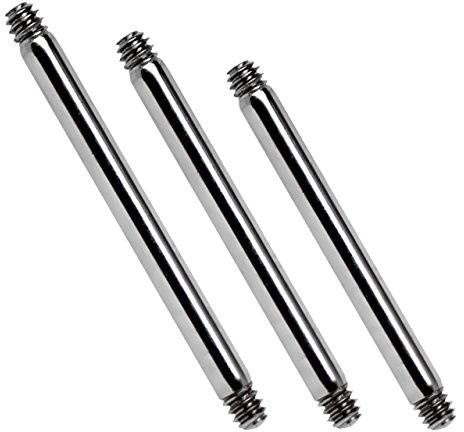 Titan Piercing Schmuck Set, 3 x Barbell, Stab in 1,6 mm Stärke, wählbar von 4 mm bis 22 mm