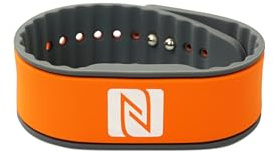 NFC - Correa de silicona programable individualmente, impermeable, flexible, ajustable, NTAG 216, 924 bytes, 260 x 27 x 5 mm, naranja, silicona