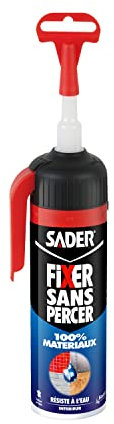 Sader Fixer Sans Percer – 100% Matériaux – Tous Supports – Mastic Colle Intérieur – Résiste à l'Eau – Colle Salle de Bain – Hybride Polymère – Couleur : Blanc – Gâchette 100 ml