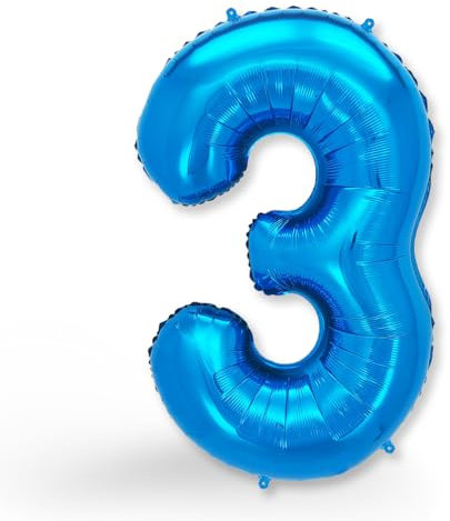 FUNXGO Globo de helio con número 3 de globos rellenables con número gigante para decoración de fiestas de cumpleaños de 3º cumpleaños, aniversario, color azul