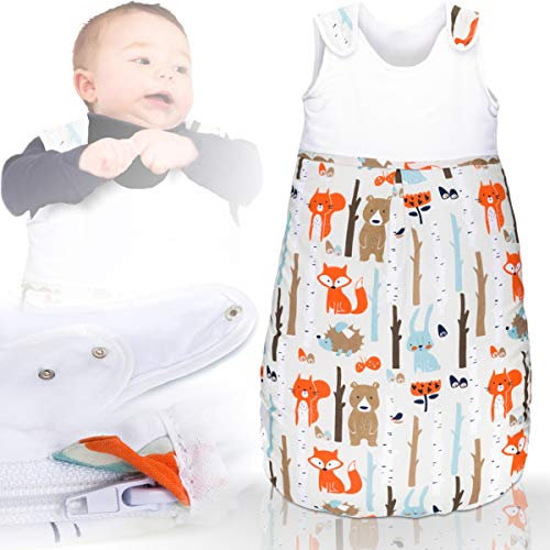 Stimo Sommerschlafsack 100% Baumwolle mit Belüftungseinsätzen Schlafsack Kind Baby (Ärmellos) (70cm, Wald-Tiere)